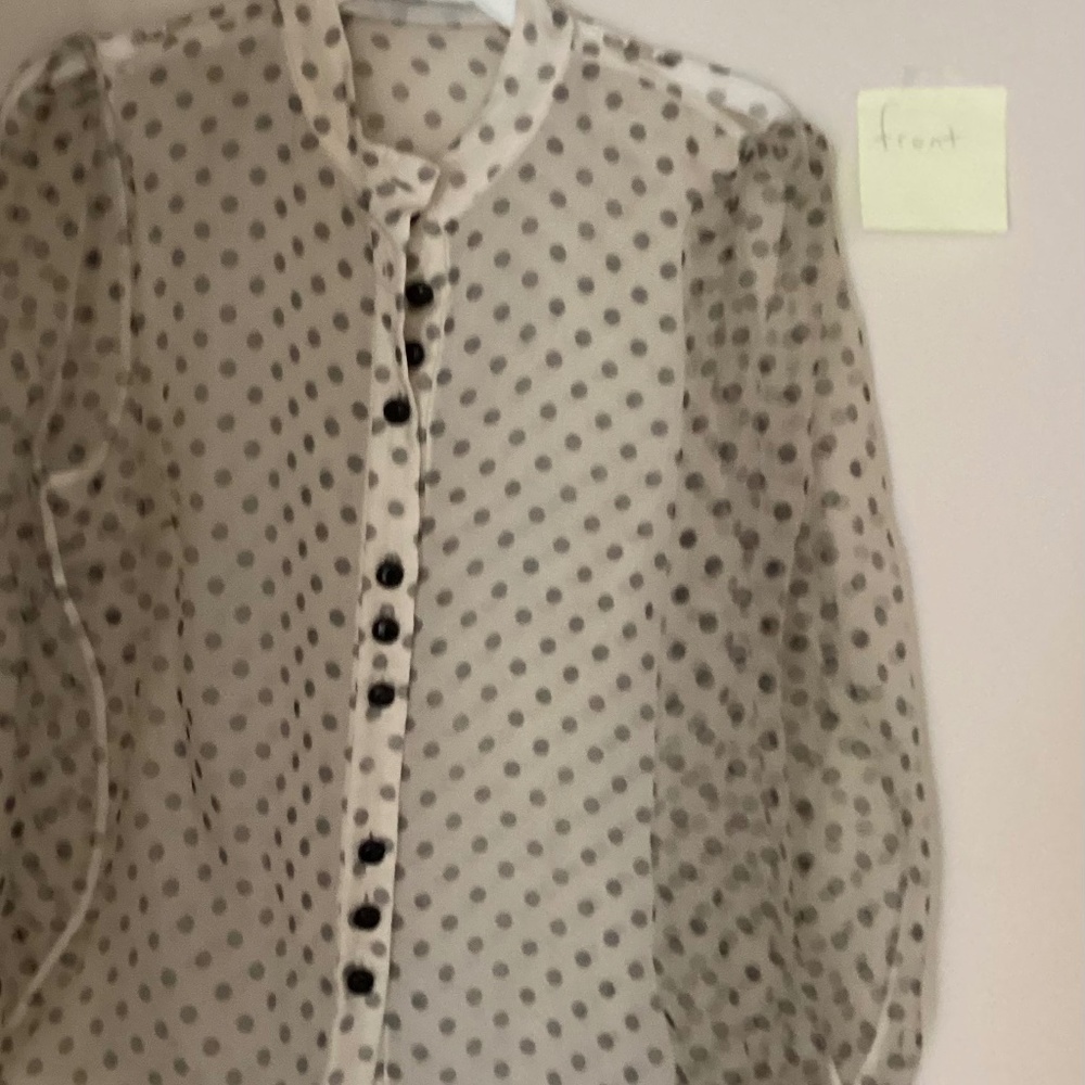 Zara Cream and Black Chiffon Polka Dot Blouse Size L